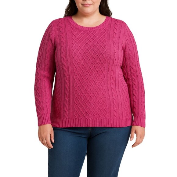 Old Navy Plus Size XL Sweater Womens Cable Knit Pullover Fuchsia Pink Crewneck - Picture 1 of 7